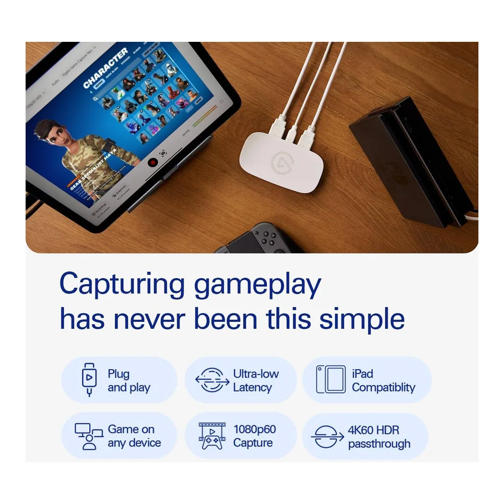 Elgato Game Capture Neo, 1080p60 Recording and 4K60 HDR Passthrough, White | 10GBI9901 - Image 2 Elgato Game Capture Neo, 1080p60 Recording and 4K60 HDR Passthrough, White | 10GBI9901