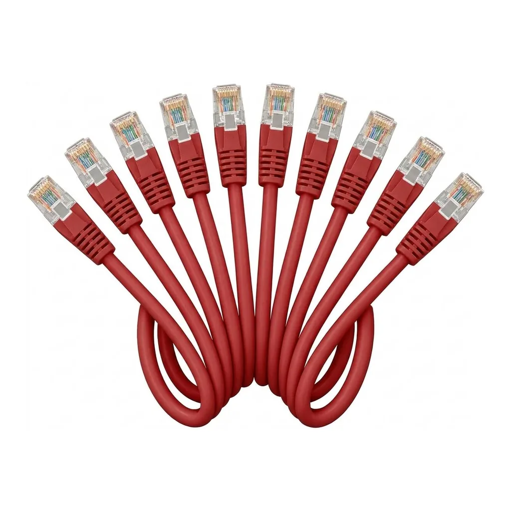 fce2a6cff6f1e36715e556d71bb430c4-hi.jpg AICO 1M Cat6 RJ45 UTP Network Cable, Red, Pack of 10 Cables
