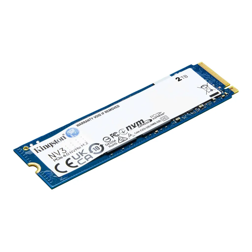 fe2c83758bd37a761bb6872aca5ea277-hi.jpg Kingston NV3 PCIe 4.0 NVMe Internal SSD, 2TB Capacity, M.2 2280 Form Factor, 6000 MB/s Sequential Read & 5000 MB/s Sequential Write Speed, 3D NAND Technology, 640 TBW Endurance | SNV3S/2000G