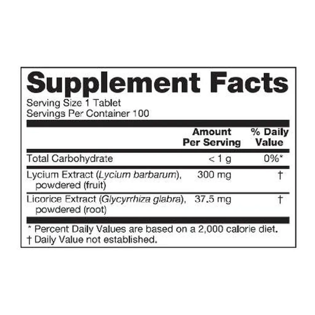 Forever Lycium Plus® 072 — official US Supplement Facts label Forever Lycium Plus®, manufacturer code 072, official US Supplement Facts label