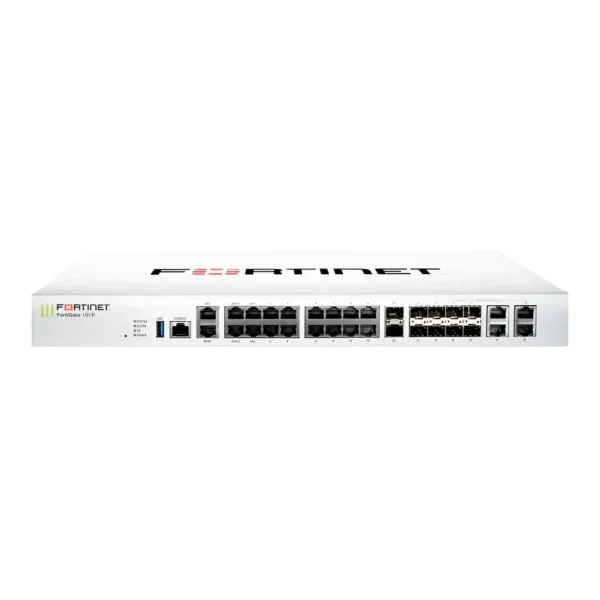Fortinet FG-101F Firewall, x21 RJ-45 Network Ports, 10 Gigabit Ethernet, 1U Rack-Mountable, 10 Expansion Slot, 8x SFP Slots, x2 SFP+ Slots, USB, White | FG-101F-BDL-950-36 – Main image Fortinet FG-101F Firewall, x21 RJ-45 Network Ports, 10 Gigabit Ethernet, 1U Rack-Mountable, 10 Expansion Slot, 8x SFP Slots, x2 SFP+ Slots, USB, White | FG-101F-BDL-950-36 – Main image