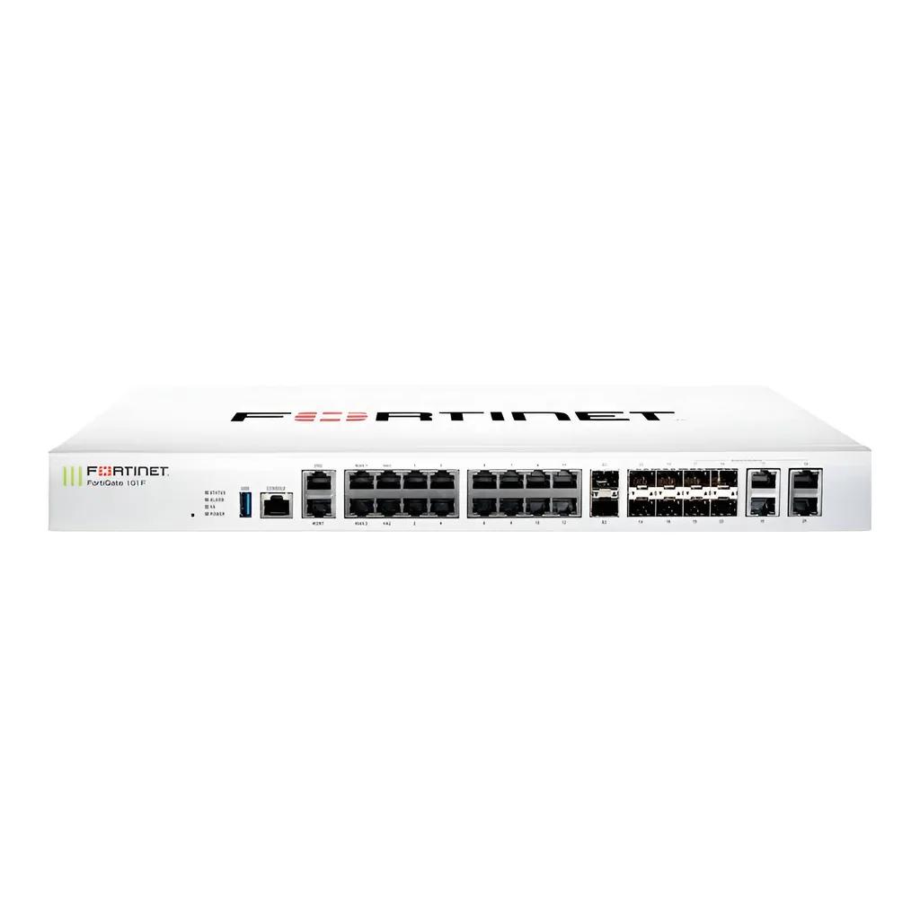 Fortinet FG-101F Firewall, x21 RJ-45 Network Ports, 10 Gigabit Ethernet, 1U Rack-Mountable, 10 Expansion Slot, 8x SFP Slots, x2 SFP+ Slots, USB, White | FG-101F-BDL-950-36 – Main image Fortinet FG-101F Firewall, x21 RJ-45 Network Ports, 10 Gigabit Ethernet, 1U Rack-Mountable, 10 Expansion Slot, 8x SFP Slots, x2 SFP+ Slots, USB, White | FG-101F-BDL-950-36 – Main image