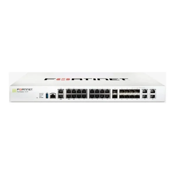 Fortinet FortiGate-101F Firewall, 1x Fortinet FortiASIC SOC4, 1x 480GB SSD,1 Year FortiCare Premium and FortiGuard Unified Threat Protection UTP, White | FG-101F-BDL-950-12 – Main image Fortinet FortiGate-101F Firewall, 1x Fortinet FortiASIC SOC4, 1x 480GB SSD,1 Year FortiCare Premium and FortiGuard Unified Threat Protection UTP, White | FG-101F-BDL-950-12 – Main image