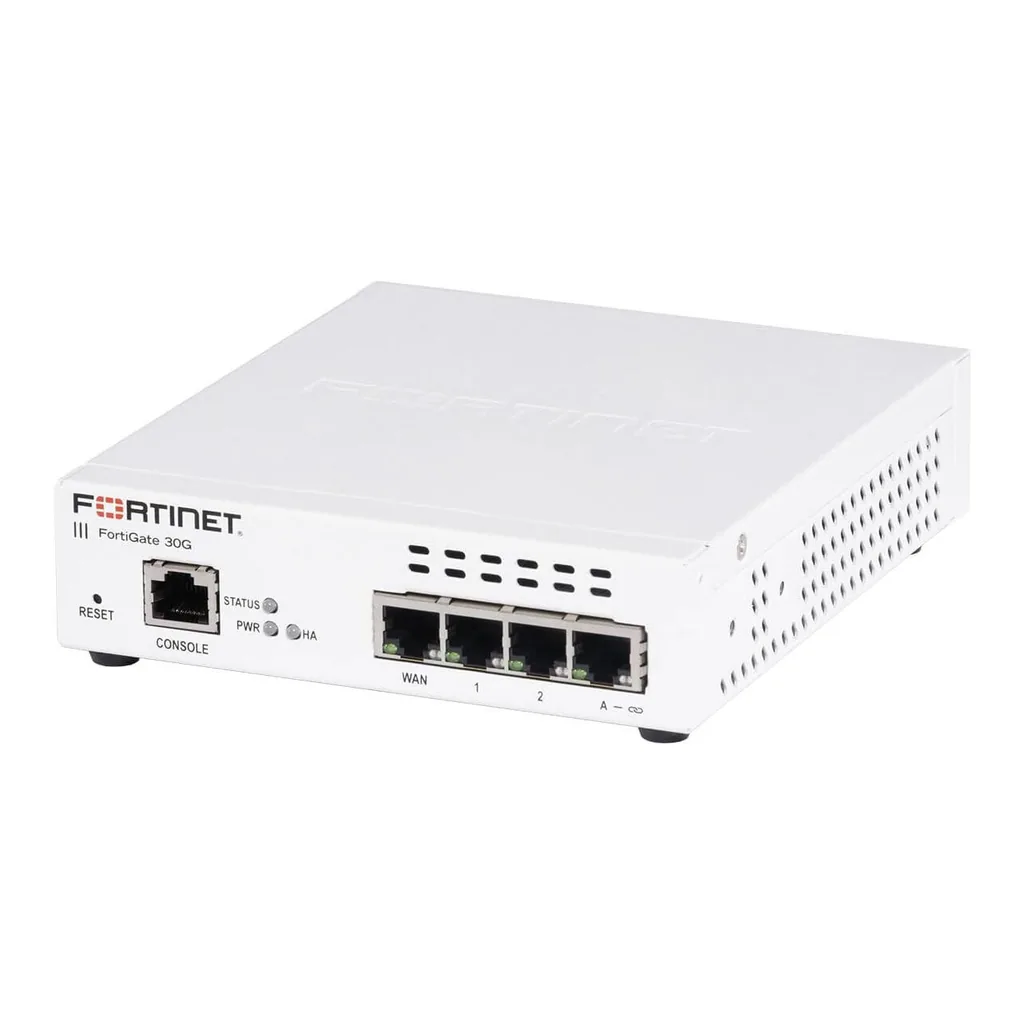 Fortinet FortiGate-30G Firewall, Network Security Appliance, 800Mbps IPS, 500Mbps Threat Protection, 1 Year FortiGuard Unified Threat Protection (UTP) and FortiCare Premium, White | FG-30G-BDL-950-12 – Gallery image 1 Fortinet FortiGate-30G Firewall, Network Security Appliance, 800Mbps IPS, 500Mbps Threat Protection, 1 Year FortiGuard Unified Threat Protection (UTP) and FortiCare Premium, White | FG-30G-BDL-950-12 – Gallery image 1