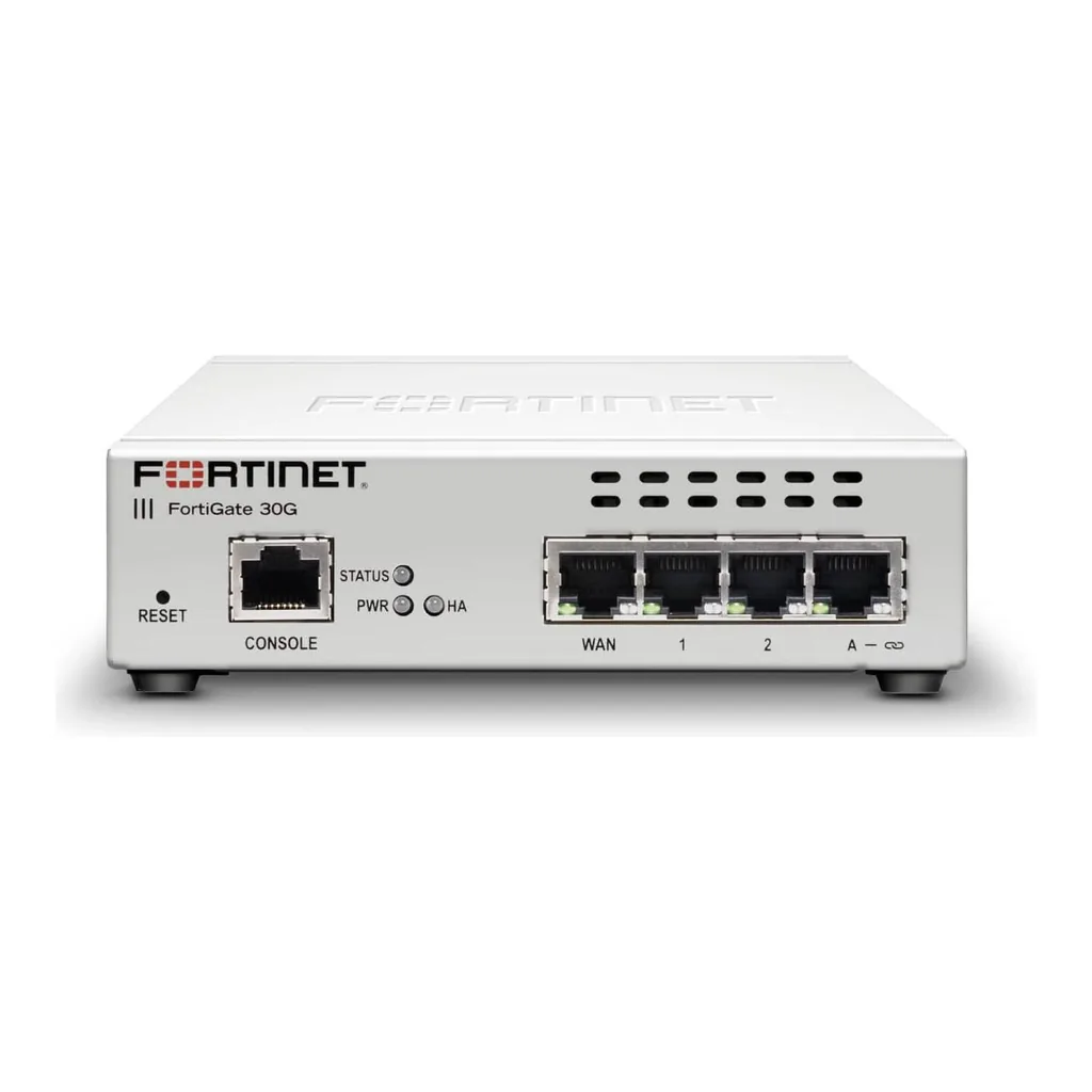 Fortinet FortiGate-30G Firewall, Network Security Appliance, 800Mbps IPS, 500Mbps Threat Protection, 1 Year FortiGuard Unified Threat Protection (UTP) and FortiCare Premium, White | FG-30G-BDL-950-12 – Main image Fortinet FortiGate-30G Firewall, Network Security Appliance, 800Mbps IPS, 500Mbps Threat Protection, 1 Year FortiGuard Unified Threat Protection (UTP) and FortiCare Premium, White | FG-30G-BDL-950-12 – Main image