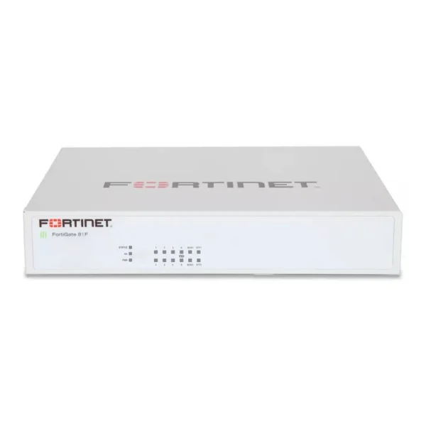 Fortinet FortiGate-81F Firewall, AES (256-bit), SHA-256 Encryption, 900Mbps Threat Protection, 200 Site-to-Site VPN Tunnels, White | FG-81F-BDL-950-12 – Main image Fortinet FortiGate-81F Firewall, AES (256-bit), SHA-256 Encryption, 900Mbps Threat Protection, 200 Site-to-Site VPN Tunnels, White | FG-81F-BDL-950-12 – Main image