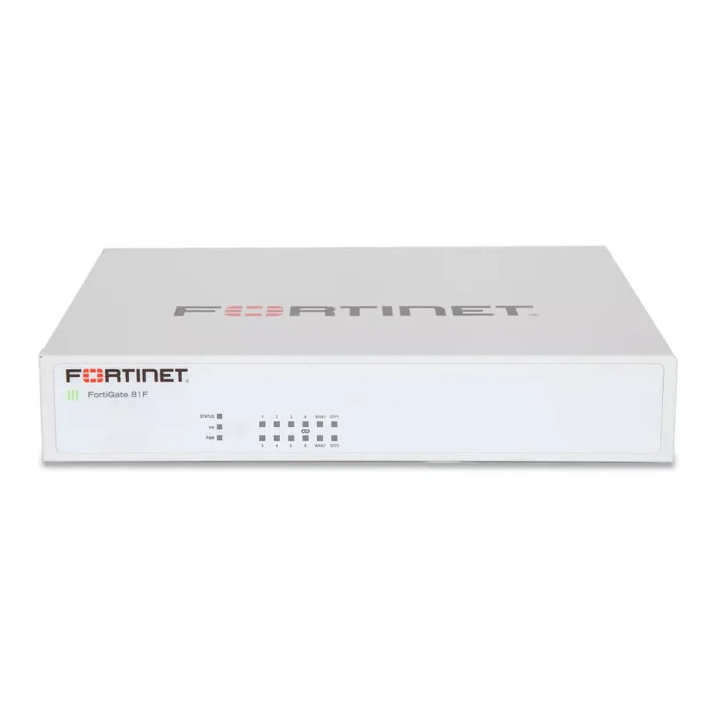 Fortinet FortiGate-81F Firewall, AES (256-bit), SHA-256 Encryption, 900Mbps Threat Protection, 200 Site-to-Site VPN Tunnels, White | FG-81F-BDL-950-12 – Main image Fortinet FortiGate-81F Firewall, AES (256-bit), SHA-256 Encryption, 900Mbps Threat Protection, 200 Site-to-Site VPN Tunnels, White | FG-81F-BDL-950-12 – Main image