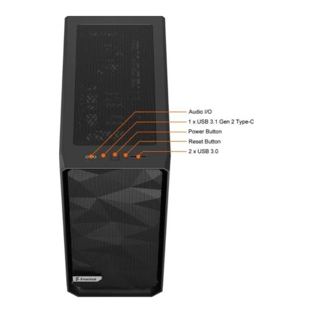 Fractal Design Meshify 2 Compact Black ATX Computer Case, Flexible High-Airflow, Dark Tinted Tempered Glass, Window Mid Tower | FD-C-MES2C-02 – Gallery image 2 Fractal Design Meshify 2 Compact Black ATX Computer Case, Flexible High-Airflow, Dark Tinted Tempered Glass, Window Mid Tower | FD-C-MES2C-02 – Gallery image 2