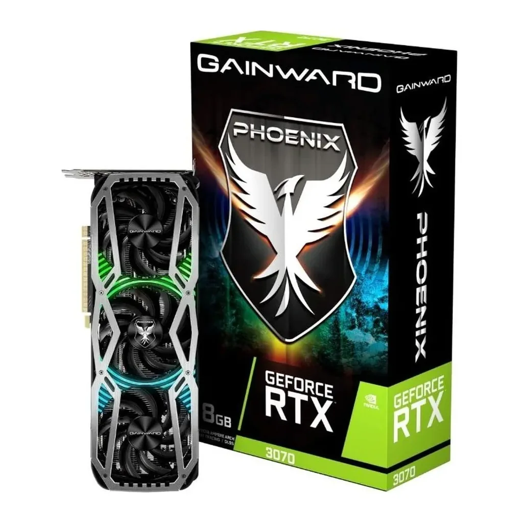 Gainward GeForce RTX 3070 Phoenix V1 Edition Graphics Card, 8GB GDDR6 256 bits Memory, 7000Mhz (14Gbps) Clock Speed, PCI-Express Gen 4 x16, 8 Pin, HDM – Main image Gainward GeForce RTX 3070 Phoenix V1 Edition Graphics Card, 8GB GDDR6 256 bits Memory, 7000Mhz (14Gbps) Clock Speed, PCI-Express Gen 4 x16, 8 Pin, HDM – Main image