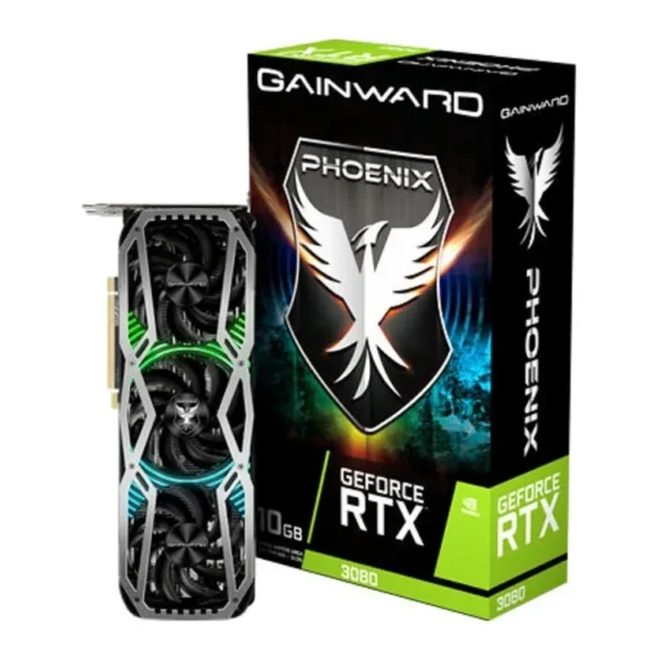 Gainward Geforce RTX 3080 Phoenix Edition Graphics Card, 10GB GDDR6X (320 bits) Memory, 8704 Cuda Cores, PCI-Express Gen 4 x16, 1710Mhz GPU,760 GB/s B – Main image Gainward Geforce RTX 3080 Phoenix Edition Graphics Card, 10GB GDDR6X (320 bits) Memory, 8704 Cuda Cores, PCI-Express Gen 4 x16, 1710Mhz GPU,760 GB/s B – Main image