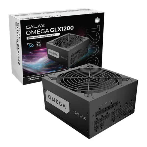 GALAX OMEGA GLX1200 Full-Modular Power Supply, 1200W Power, 80 PLUS Gold Efficiency, Cybenetics Platinum, 105° C-Rated Capacitors, 140mm Fluid Dynamic Bearing, Black | PGO1BGPFNAFB0 – Main image GALAX OMEGA GLX1200 Full-Modular Power Supply, 1200W Power, 80 PLUS Gold Efficiency, Cybenetics Platinum, 105° C-Rated Capacitors, 140mm Fluid Dynamic Bearing, Black | PGO1BGPFNAFB0 – Main image