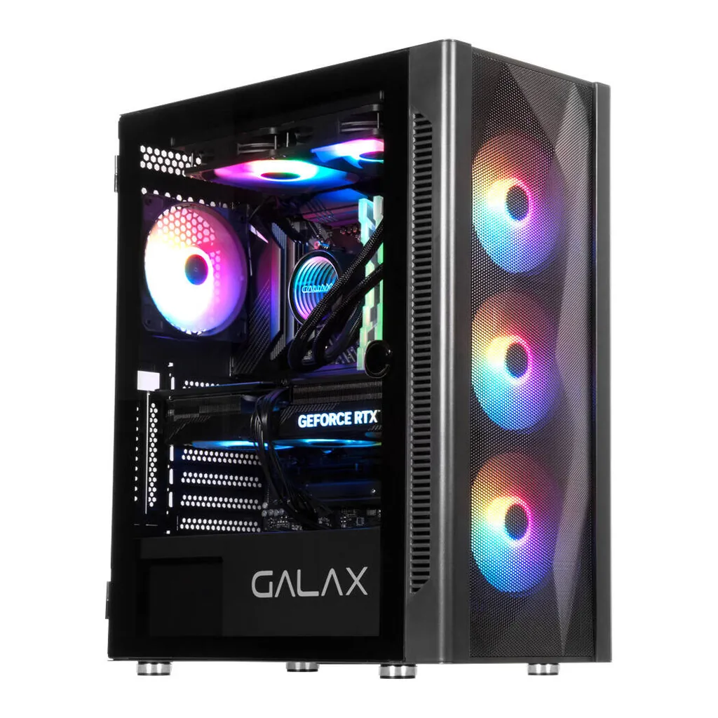 GALAX REVOLUTION-06 ALLSYNC Mid Tower ATX PC Case Tempered Glass Side Panel Remote Customization Peak Airflow Fits Up to 6*120mm Fans 360mm Radiators USB 3 0/2 0 HD Audio Back CGG6AGBA4AA – Gallery image 1 GALAX REVOLUTION-06 ALLSYNC Mid Tower ATX PC Case Tempered Glass Side Panel Remote Customization Peak Airflow Fits Up to 6*120mm Fans 360mm Radiators USB 3 0/2 0 HD Audio Back CGG6AGBA4AA – Gallery image 1