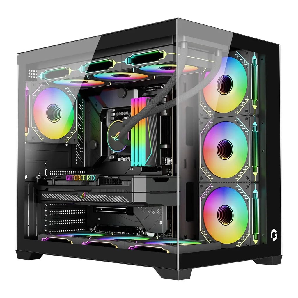 GAMEON GO-EMPERORVX-M ATX Mid Tower PC Case, 4x 120mm ARGB Fans Pre-Installed, 360mm Radiator Support, 7 Expansion Slots, Front & Side Tempered Glass, Black | GO-EMPERORVX-M – Main image GAMEON GO-EMPERORVX-M ATX Mid Tower PC Case, 4x 120mm ARGB Fans Pre-Installed, 360mm Radiator Support, 7 Expansion Slots, Front & Side Tempered Glass, Black | GO-EMPERORVX-M – Main image