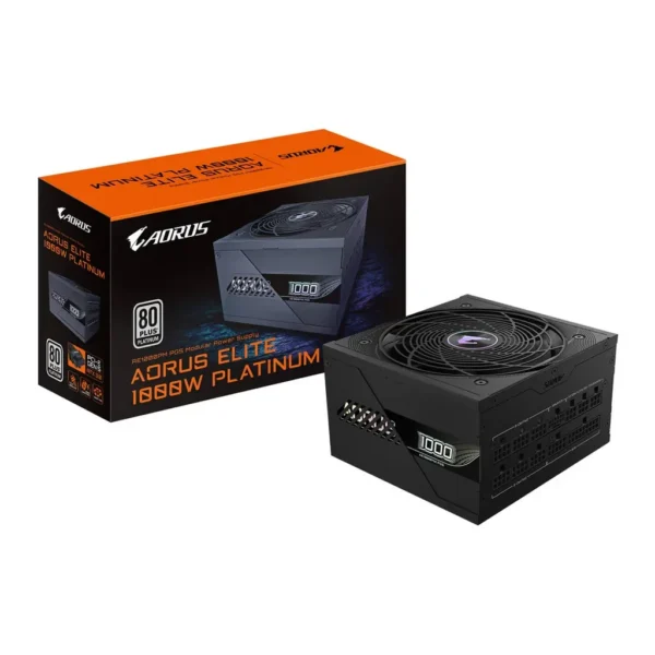 GIGABYTE AORUS ELITE P1000W 80+ Platinum Modular PCIe 5.0 Power Supply, 1000W Power, 80 PLUS Platinum Efficiency, 120mm Fluid Dynamic Bearing Fan, Black | GP-AE1000PM-PG5 – Main image GIGABYTE AORUS ELITE P1000W 80+ Platinum Modular PCIe 5.0 Power Supply, 1000W Power, 80 PLUS Platinum Efficiency, 120mm Fluid Dynamic Bearing Fan, Black | GP-AE1000PM-PG5 – Main image