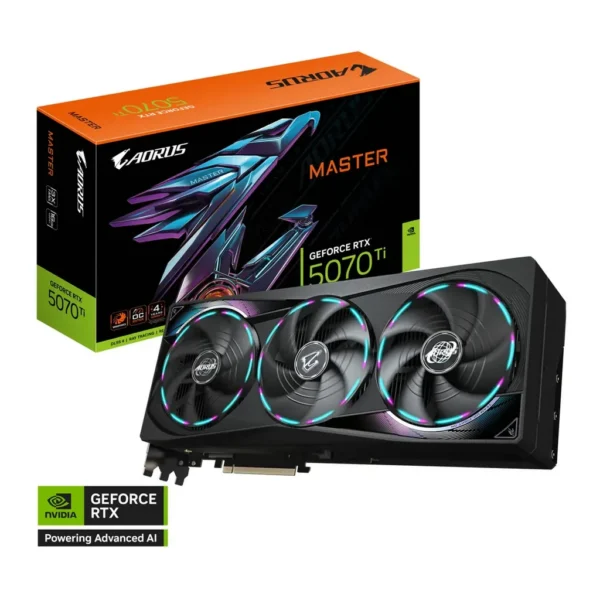 GIGABYTE AORUS GeForce RTX 5070 Ti MASTER Graphics Card, 16GB GDDR7 256-Bit Memory, 2670 MHz Core Clock, 8960 CUDA Cores, 28 Gbps Memory Speed, PCI-Express 5.0 | GV-N507TAORUS M-16GD – Main image GIGABYTE AORUS GeForce RTX 5070 Ti MASTER Graphics Card, 16GB GDDR7 256-Bit Memory, 2670 MHz Core Clock, 8960 CUDA Cores, 28 Gbps Memory Speed, PCI-Express 5.0 | GV-N507TAORUS M-16GD – Main image