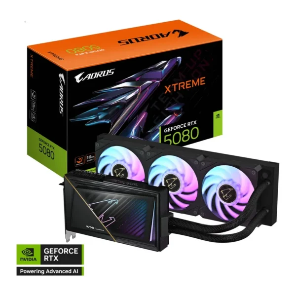 GIGABYTE AORUS GeForce RTX 5080 XTREME WATERFORCE Graphics Card, 16GB GDDR7 256-Bit Memory, 2805 MHz Core Clock, 30 Gbps Memory Speed, 10752 CUDA Core – Main image GIGABYTE AORUS GeForce RTX 5080 XTREME WATERFORCE Graphics Card, 16GB GDDR7 256-Bit Memory, 2805 MHz Core Clock, 30 Gbps Memory Speed, 10752 CUDA Core – Main image