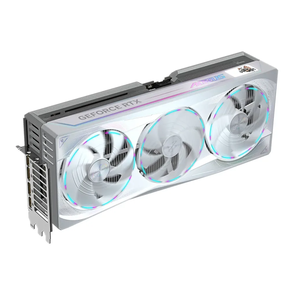 GIGABYTE AORUS GeForce RTX 5090 Master Ice Graphics Card, 32GB GDDR7 512-Bit Memory, 2655 MHz Boost Clock, 21760 CUDA Cores. 28 Gbps Memory Speed, PCI – Gallery image 1 GIGABYTE AORUS GeForce RTX 5090 Master Ice Graphics Card, 32GB GDDR7 512-Bit Memory, 2655 MHz Boost Clock, 21760 CUDA Cores. 28 Gbps Memory Speed, PCI – Gallery image 1