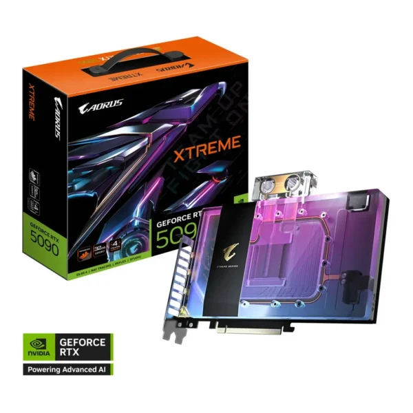 GIGABYTE AORUS GeForce RTX 5090 XTREME Waterforce WB Graphics Card, 32GB GDDR7 512-Bit Memory, 2655 MHz Core Clock, 21760 CUDA Cores, 28 Gbps Memory Speed, PCI Express 5.0 | GV-N5090AORUSX WB-32GD – Main image GIGABYTE AORUS GeForce RTX 5090 XTREME Waterforce WB Graphics Card, 32GB GDDR7 512-Bit Memory, 2655 MHz Core Clock, 21760 CUDA Cores, 28 Gbps Memory Speed, PCI Express 5.0 | GV-N5090AORUSX WB-32GD – Main image