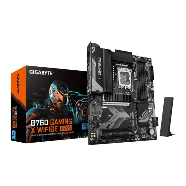GIGABYTE B760 Gaming X WIFI6E GEN5 LGA 1700 ATX Motherboard, Intel B760 Chipset, 4x DDR5 DIMM Slots, Up to 256GB Max Memory, 1x PCIe 5.0 x16, 3x M.2 Slots, WIFI 6E & BT5.3 | B760-G-X-WF6E-GEN5 – Main image GIGABYTE B760 Gaming X WIFI6E GEN5 LGA 1700 ATX Motherboard, Intel B760 Chipset, 4x DDR5 DIMM Slots, Up to 256GB Max Memory, 1x PCIe 5.0 x16, 3x M.2 Slots, WIFI 6E & BT5.3 | B760-G-X-WF6E-GEN5 – Main image