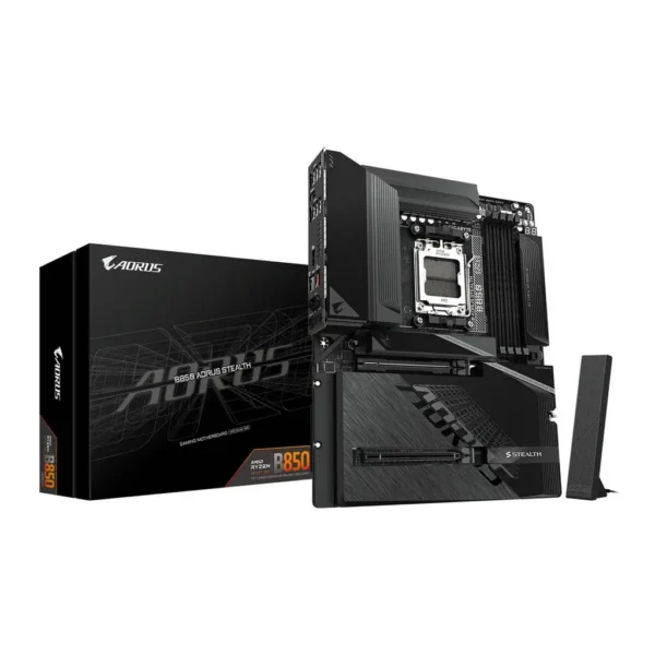 GIGABYTE B850 AORUS STEALTH AM5 ATX Motherboard, AMD B850 Chipset, 4x DDR5 DIMM Slot, Up to 256GB Max Memory, 1 x PCIe 5.0 x16, 4 x M.2 Slots, Wi-Fi 7 & BT 5.4 | B850-A-STEALTH – Main image GIGABYTE B850 AORUS STEALTH AM5 ATX Motherboard, AMD B850 Chipset, 4x DDR5 DIMM Slot, Up to 256GB Max Memory, 1 x PCIe 5.0 x16, 4 x M.2 Slots, Wi-Fi 7 & BT 5.4 | B850-A-STEALTH – Main image
