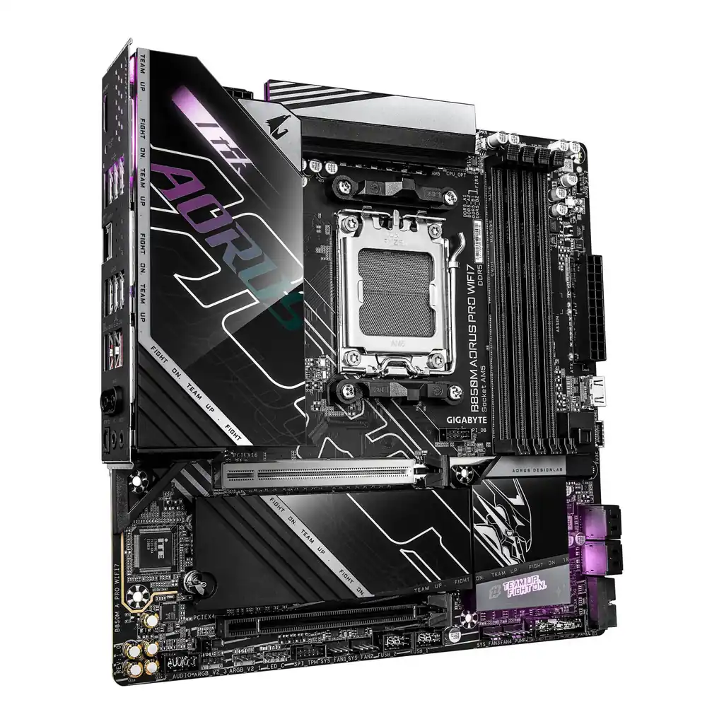 GIGABYTE B850M AORUS PRO WIFI7 AM5 Micro-ATX Motherboard, AMD B850 Chipset, 4x DDR5 DIMM Slots, Up to 256GB Max Memory, 1x PCIe 5.0 x16, 2x M.2 Slots, Wi-Fi 7 & BT5.4 | B850M-A-PRO-WIFI7 – Gallery image 2 GIGABYTE B850M AORUS PRO WIFI7 AM5 Micro-ATX Motherboard, AMD B850 Chipset, 4x DDR5 DIMM Slots, Up to 256GB Max Memory, 1x PCIe 5.0 x16, 2x M.2 Slots, Wi-Fi 7 & BT5.4 | B850M-A-PRO-WIFI7 – Gallery image 2