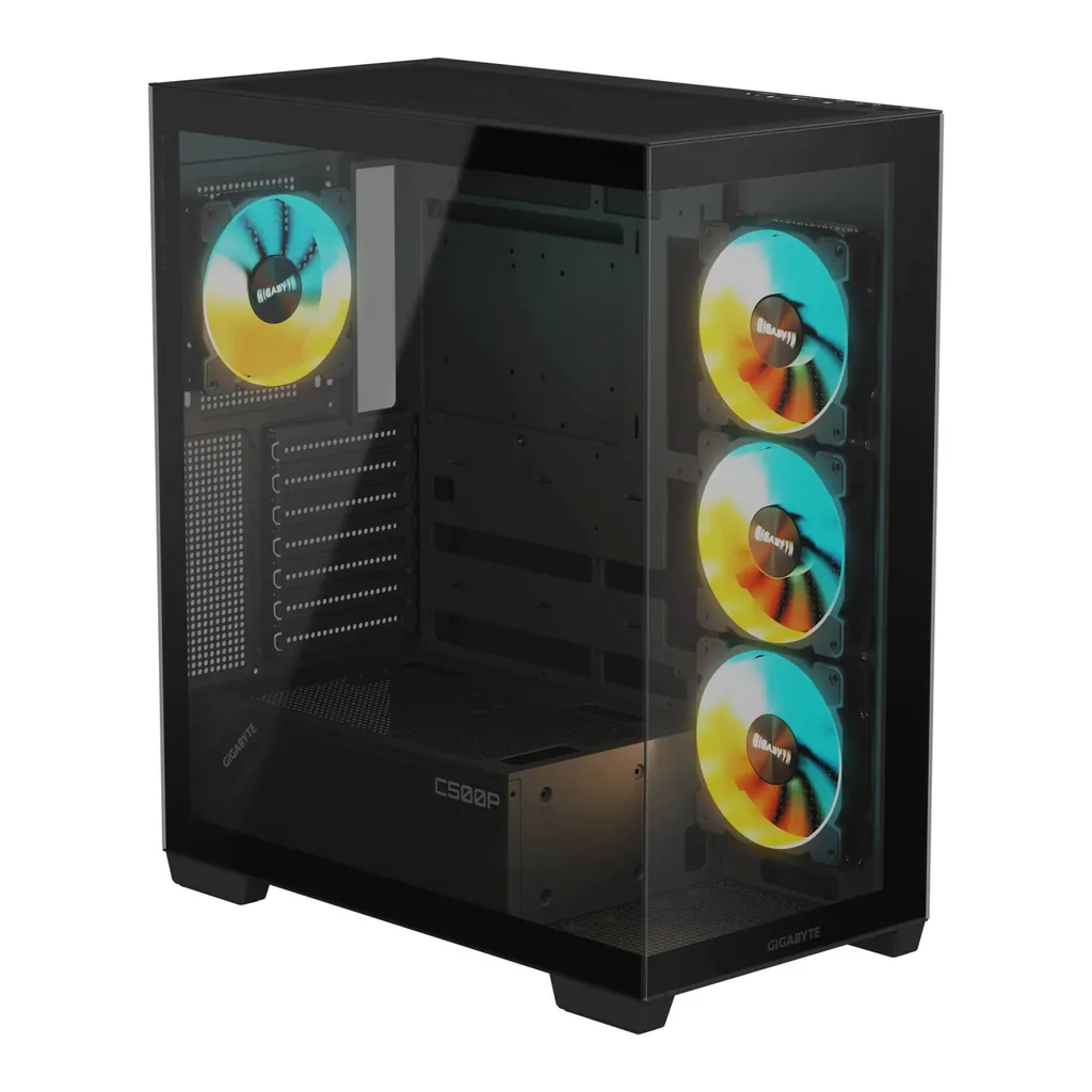 GIGABYTE C500 ATX Computer Case, 410MM/BL ST ATX GPU, Mid Tower Form Factor, RGB Lighting, 3.5" Drive Support, Pre-installed Fan, Built-In Cable Management, Black | C500P-ST-ATX – Main image GIGABYTE C500 ATX Computer Case, 410MM/BL ST ATX GPU, Mid Tower Form Factor, RGB Lighting, 3.5" Drive Support, Pre-installed Fan, Built-In Cable Management, Black | C500P-ST-ATX – Main image