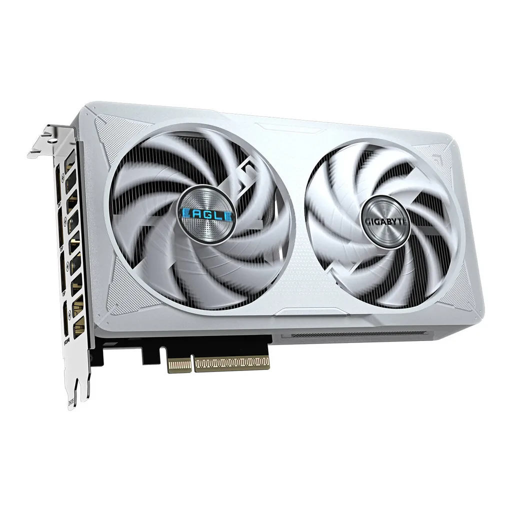 GIGABYTE GeForce RTX 5060 EAGLE OC ICE Graphics Card, 8GB GDDR7 128-Bit Memory, 2497 MHz Core Clock, 28 Gbps Memory Clock, 3840 CUDA Cores, PCI Express 5.0, White – Gallery image 2 GIGABYTE GeForce RTX 5060 EAGLE OC ICE Graphics Card, 8GB GDDR7 128-Bit Memory, 2497 MHz Core Clock, 28 Gbps Memory Clock, 3840 CUDA Cores, PCI Express 5.0, White – Gallery image 2
