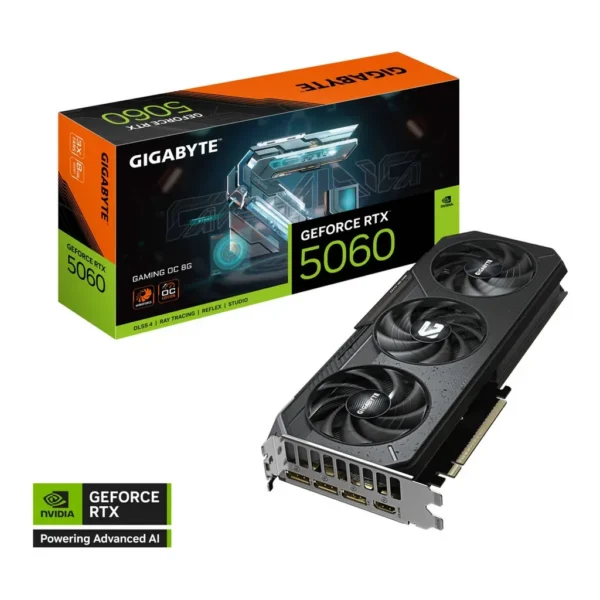GIGABYTE GeForce RTX 5060 GAMING OC Graphics Card, 8GB GDDR7 128-Bit Memory, 2497 MHz Core Clocks, 28 Gbps Memory Speed, 3840 CUDA Cores, PCI Express – Main image GIGABYTE GeForce RTX 5060 GAMING OC Graphics Card, 8GB GDDR7 128-Bit Memory, 2497 MHz Core Clocks, 28 Gbps Memory Speed, 3840 CUDA Cores, PCI Express – Main image