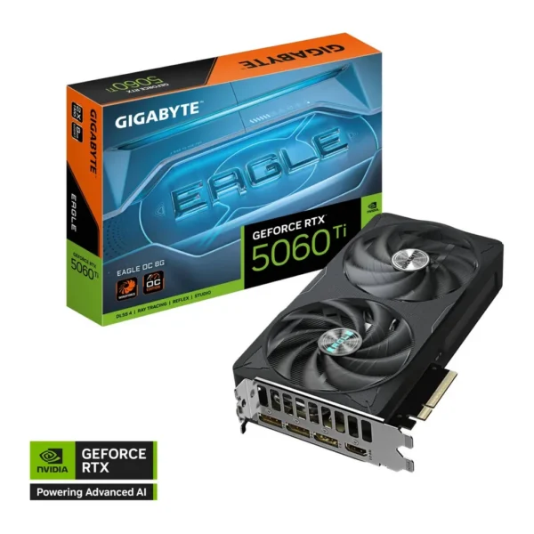 GIGABYTE GeForce RTX 5060 Ti EAGLE OC Graphics Card, 8GB GDDR7 128-Bit Memory, 2617 MHz Core Clock, 28 Gbps Memory Clock, PCI-Express 5.0 | GV-N506TEA – Main image GIGABYTE GeForce RTX 5060 Ti EAGLE OC Graphics Card, 8GB GDDR7 128-Bit Memory, 2617 MHz Core Clock, 28 Gbps Memory Clock, PCI-Express 5.0 | GV-N506TEA – Main image