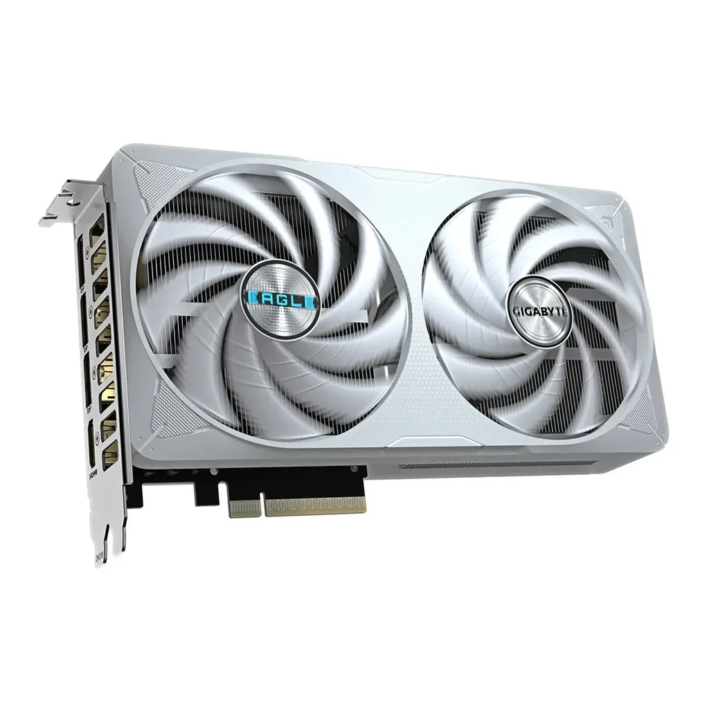 GIGABYTE GeForce RTX 5060 Ti EAGLE OC ICE Graphics Card, 16GB GDDR7 128-Bit Memory, 2617 MHz Core Clock, 28 Gbps Memory Clock, PCI-Express 5.0, White – Gallery image 2 GIGABYTE GeForce RTX 5060 Ti EAGLE OC ICE Graphics Card, 16GB GDDR7 128-Bit Memory, 2617 MHz Core Clock, 28 Gbps Memory Clock, PCI-Express 5.0, White – Gallery image 2