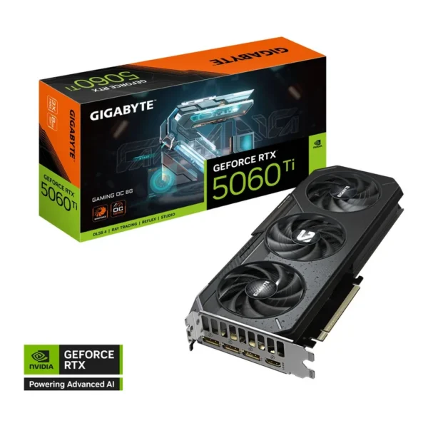 GIGABYTE GeForce RTX 5060 Ti GAMING OC Graphics Card, 8GB GDDR7 128-Bit Memory, 2647 MHz Core Clock, 28 Gbps Memory Clock, PCI-Express 5.0 | GV-N506TG – Main image GIGABYTE GeForce RTX 5060 Ti GAMING OC Graphics Card, 8GB GDDR7 128-Bit Memory, 2647 MHz Core Clock, 28 Gbps Memory Clock, PCI-Express 5.0 | GV-N506TG – Main image