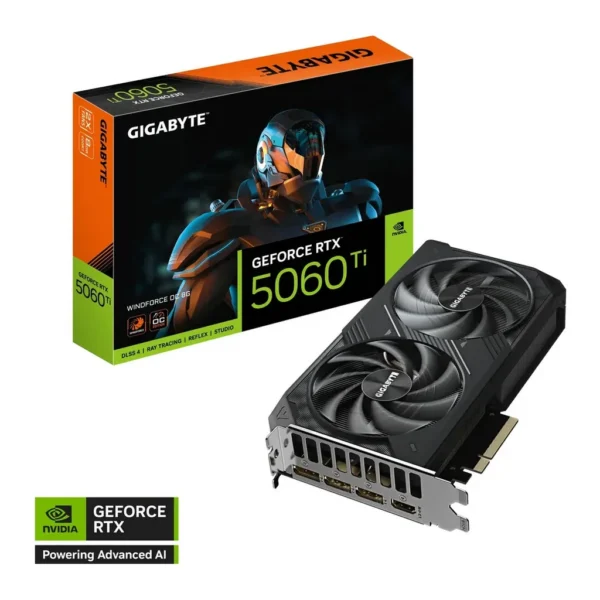 GIGABYTE GeForce RTX 5060 Ti WINDFORCE OC 8G Graphics Card, 8GB GDDR7 128-Bit Memory, 2587 MHz Core Clock, 28 Gbps Memory Clock, 4608 CUDA Cores, PCI- – Main image GIGABYTE GeForce RTX 5060 Ti WINDFORCE OC 8G Graphics Card, 8GB GDDR7 128-Bit Memory, 2587 MHz Core Clock, 28 Gbps Memory Clock, 4608 CUDA Cores, PCI- – Main image