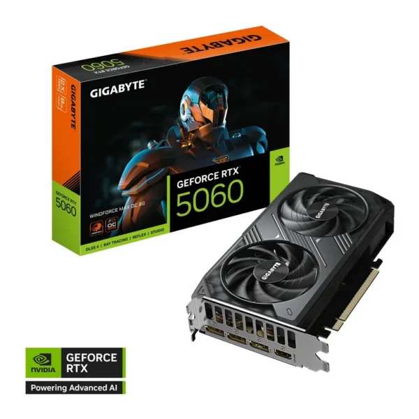 GIGABYTE GeForce RTX 5060 WINDFORCE MAX OC 8GB Graphics Card, GDDR7 128-Bit Memory, 2512 MHz Core Clock, 28 Gbps Memory Clock, 3840 CUDA Cores, PCI-Ex – Main image GIGABYTE GeForce RTX 5060 WINDFORCE MAX OC 8GB Graphics Card, GDDR7 128-Bit Memory, 2512 MHz Core Clock, 28 Gbps Memory Clock, 3840 CUDA Cores, PCI-Ex – Main image