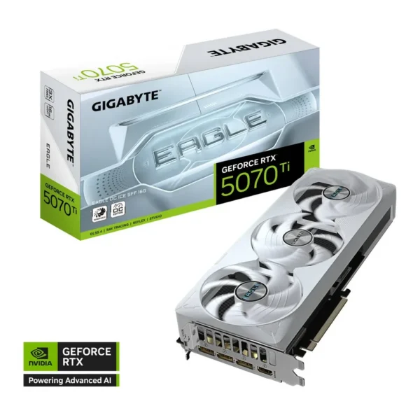 Gigabyte GeForce RTX 5070 Ti EAGLE OC ICE SFF Graphics Card, 16GB GDDR7 256-Bit Memory, 2542 MHz Core Clock, 28 Gbps Memory Speed, 8960 CUDA Cores, PC – Main image Gigabyte GeForce RTX 5070 Ti EAGLE OC ICE SFF Graphics Card, 16GB GDDR7 256-Bit Memory, 2542 MHz Core Clock, 28 Gbps Memory Speed, 8960 CUDA Cores, PC – Main image