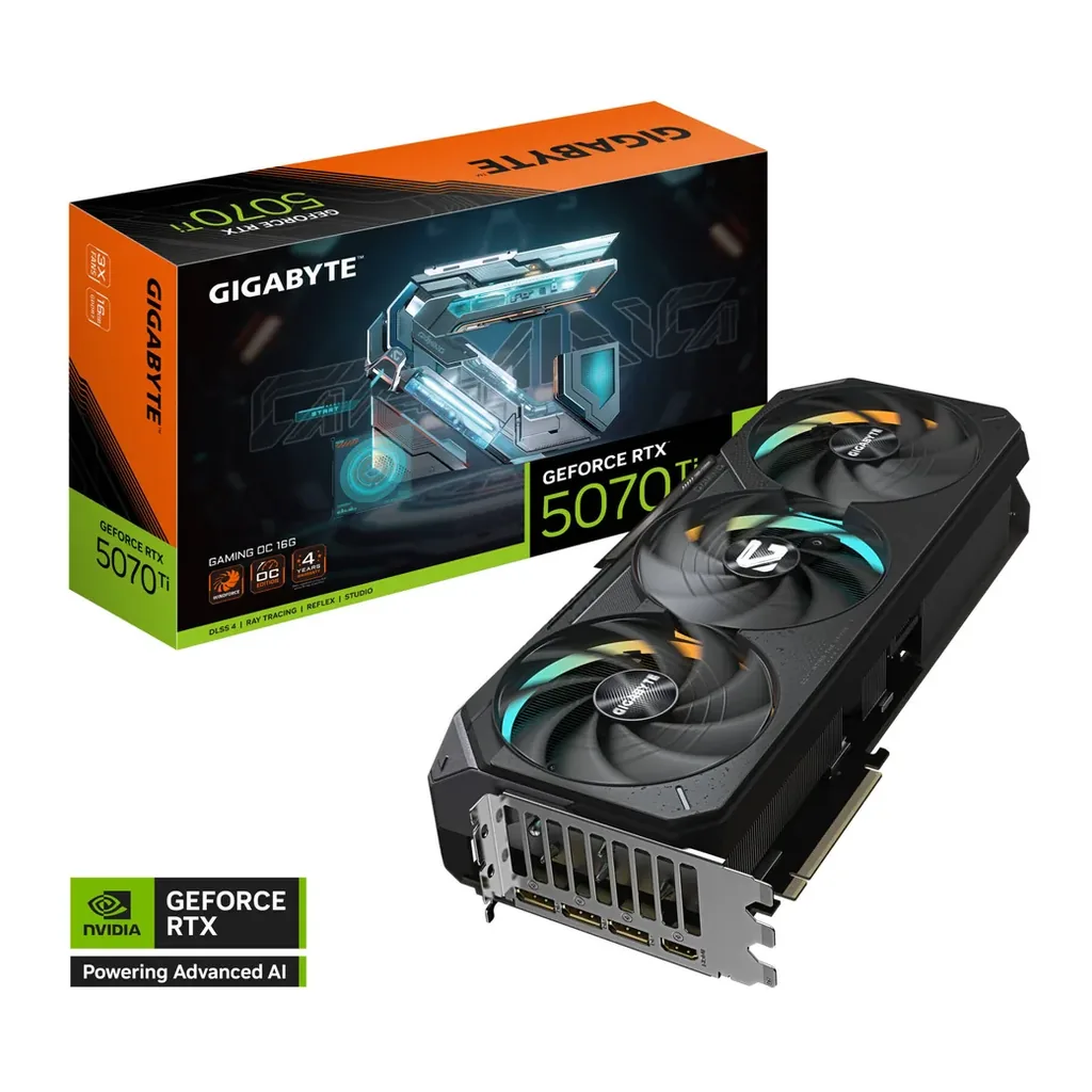 GIGABYTE GeForce RTX 5070 Ti GAMING OC Graphics Card, 16GB GDDR7 256-Bit Memory, 2588 MHz Core Clock, 8960 CUDA Cores, 28 Gbps Memory Speed, PCI-Expre – Main image GIGABYTE GeForce RTX 5070 Ti GAMING OC Graphics Card, 16GB GDDR7 256-Bit Memory, 2588 MHz Core Clock, 8960 CUDA Cores, 28 Gbps Memory Speed, PCI-Expre – Main image