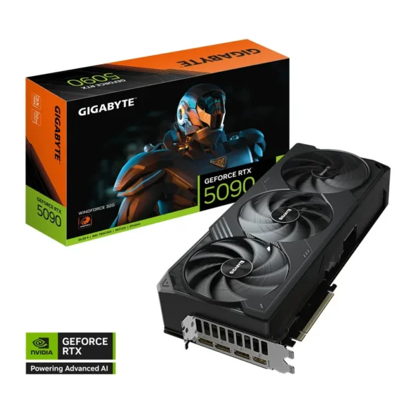 GIGABYTE GeForce RTX 5090 WINDFORCE 32GB Graphics Card, GDDR7 512-Bit Memory, 2407 MHz Core Clock, 28 Gbps Memory Clock, 21760 CUDA Cores, PCI-Express – Main image GIGABYTE GeForce RTX 5090 WINDFORCE 32GB Graphics Card, GDDR7 512-Bit Memory, 2407 MHz Core Clock, 28 Gbps Memory Clock, 21760 CUDA Cores, PCI-Express – Main image