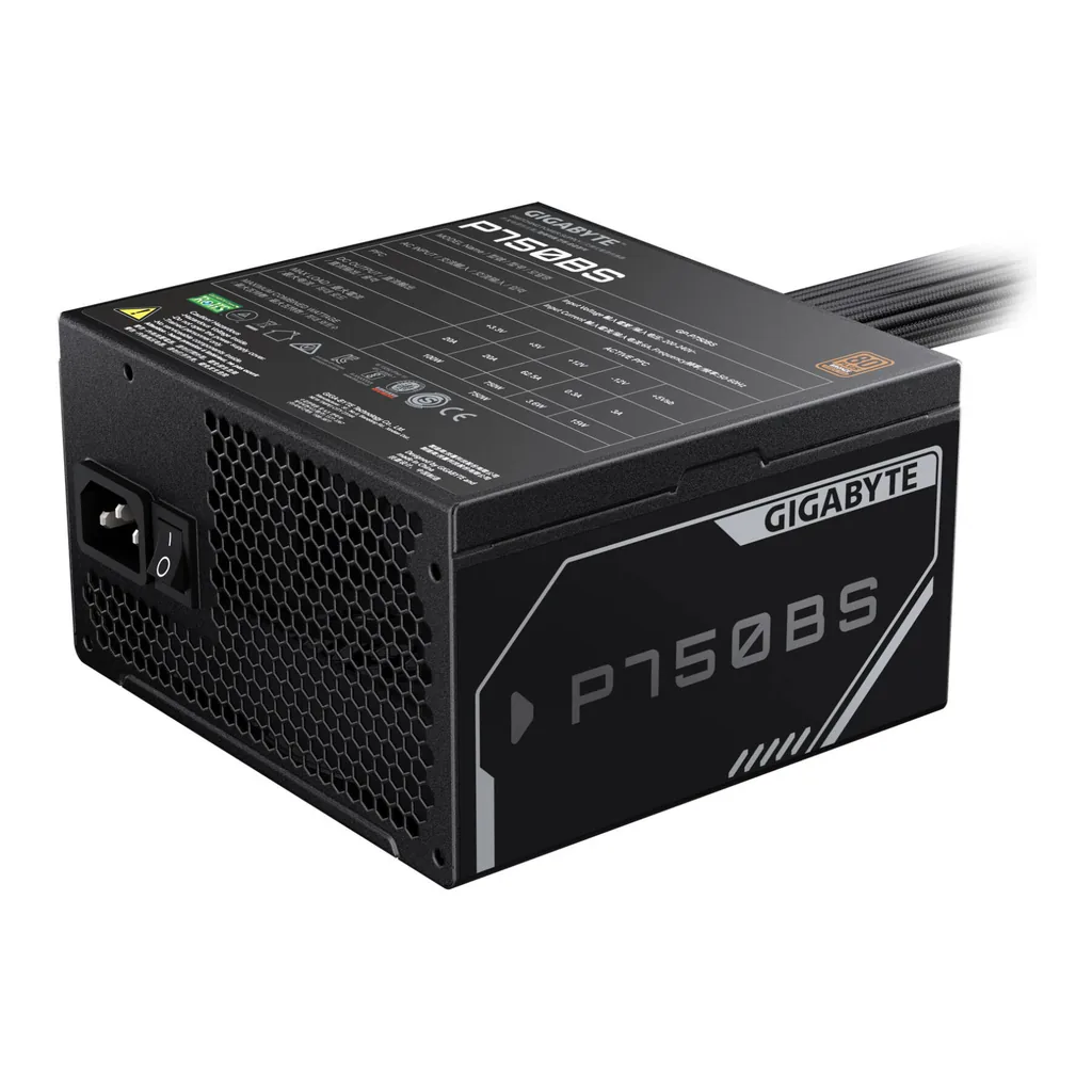 GIGABYTE GP-P750BS Non-Modular Power Supply, 80 Plus Bronze Efficiency, 120mm Silent Fluid Dynamic Bearing Fan, Active PFC, ATX 12V, Single +12V Rail, Black | GP-P750BS – Gallery image 3 GIGABYTE GP-P750BS Non-Modular Power Supply, 80 Plus Bronze Efficiency, 120mm Silent Fluid Dynamic Bearing Fan, Active PFC, ATX 12V, Single +12V Rail, Black | GP-P750BS – Gallery image 3