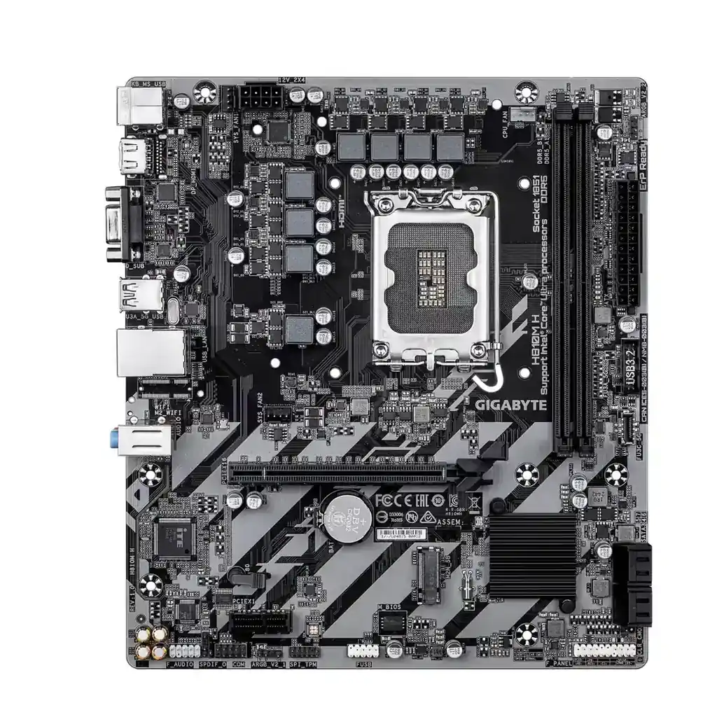 GIGABYTE H810M H LGA 1851 Micro ATX Motherboard, Intel H810 Chipset, 2x DIMM DDR5 Slots, Up to 128GB Max Memory, 1x PCI Express x16 Slot, 1x M.2 Connector | H810M-H – Gallery image 1 GIGABYTE H810M H LGA 1851 Micro ATX Motherboard, Intel H810 Chipset, 2x DIMM DDR5 Slots, Up to 128GB Max Memory, 1x PCI Express x16 Slot, 1x M.2 Connector | H810M-H – Gallery image 1