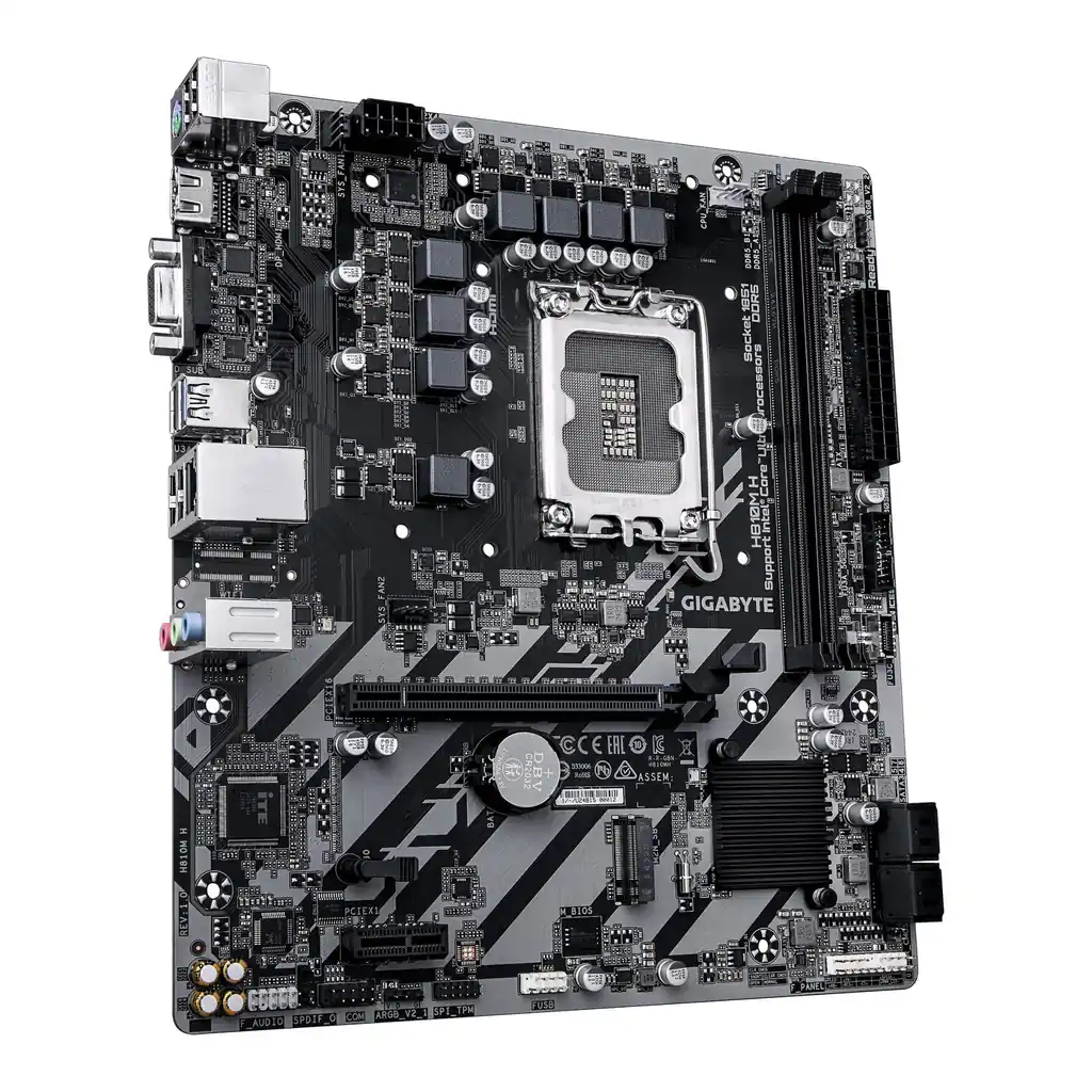 GIGABYTE H810M H LGA 1851 Micro ATX Motherboard, Intel H810 Chipset, 2x DIMM DDR5 Slots, Up to 128GB Max Memory, 1x PCI Express x16 Slot, 1x M.2 Connector | H810M-H – Gallery image 2 GIGABYTE H810M H LGA 1851 Micro ATX Motherboard, Intel H810 Chipset, 2x DIMM DDR5 Slots, Up to 128GB Max Memory, 1x PCI Express x16 Slot, 1x M.2 Connector | H810M-H – Gallery image 2
