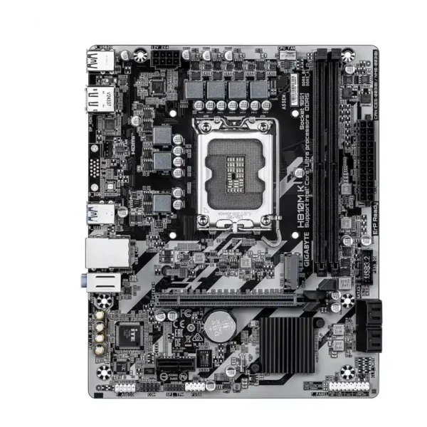 GIGABYTE H810M K LGA 1851 M-ATX Intel Motherboard, Intel H810 Chipset, 2x DDR5 DIMM Slots, Up to 128GB Max Memory, 1x PCIe 4.0 x16 Slot, 1x PCIe 4.0 M.2 Slot | H810M-K – Gallery image 1 GIGABYTE H810M K LGA 1851 M-ATX Intel Motherboard, Intel H810 Chipset, 2x DDR5 DIMM Slots, Up to 128GB Max Memory, 1x PCIe 4.0 x16 Slot, 1x PCIe 4.0 M.2 Slot | H810M-K – Gallery image 1