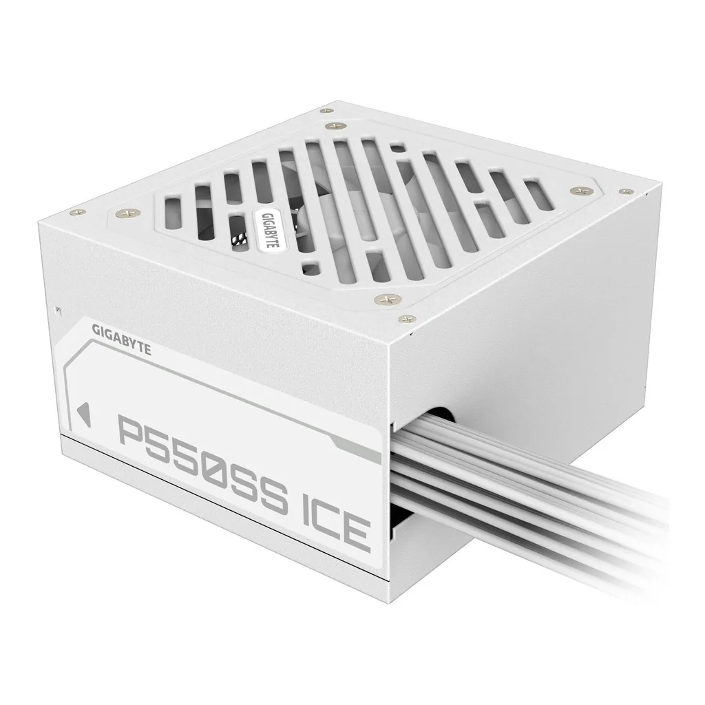 GIGABYTE P550SS Ice Non-Modular Power Supply, 550W Power, 80 Plus Silver Efficiency, 120mm Fluid Dynamic Bearing Fan, Intel Form Factor ATX 12V v3.0, Active PFC, White | GP-P550SS-ICE – Main image GIGABYTE P550SS Ice Non-Modular Power Supply, 550W Power, 80 Plus Silver Efficiency, 120mm Fluid Dynamic Bearing Fan, Intel Form Factor ATX 12V v3.0, Active PFC, White | GP-P550SS-ICE – Main image