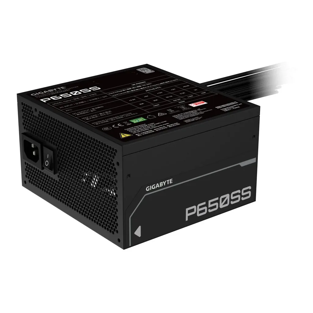 GIGABYTE P650SS Non Modular Power Supply, 650W Power, 80 Plus Silver Efficiency, 120mm Fluid Dynamic Bearing Fan, Intel ATX 3.0 Standard, 0.9 Active PFC, Black | GP-P650SS – Gallery image 4 GIGABYTE P650SS Non Modular Power Supply, 650W Power, 80 Plus Silver Efficiency, 120mm Fluid Dynamic Bearing Fan, Intel ATX 3.0 Standard, 0.9 Active PFC, Black | GP-P650SS – Gallery image 4