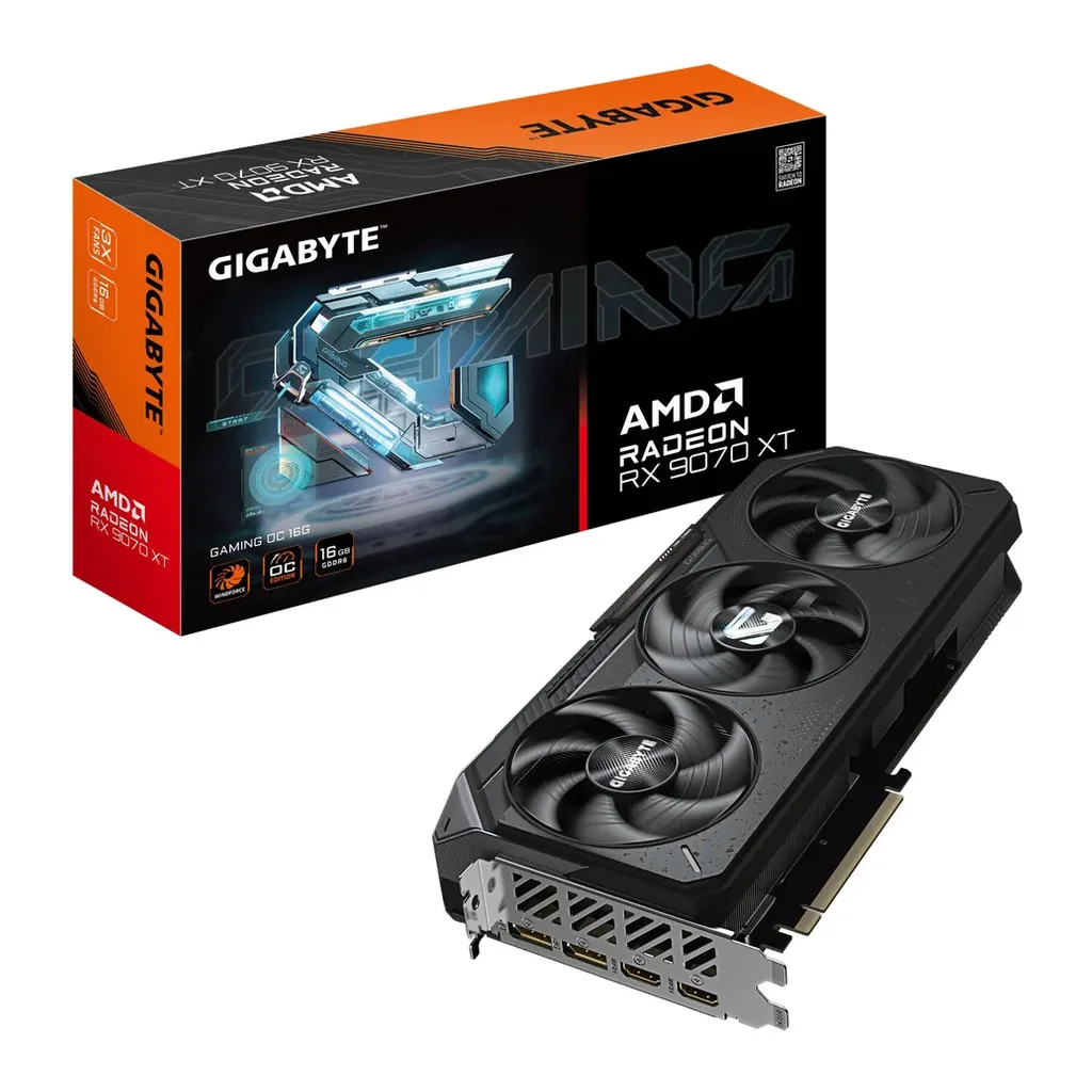 GIGABYTE Radeon RX 9070 XT GAMING OC Graphics Card, 16GB GDDR6 256-Bit Memory, 3060 MHz Boost Clock, 20 Gbps Memory Clock, 4096 Stream Processors, PCI – Main image GIGABYTE Radeon RX 9070 XT GAMING OC Graphics Card, 16GB GDDR6 256-Bit Memory, 3060 MHz Boost Clock, 20 Gbps Memory Clock, 4096 Stream Processors, PCI – Main image