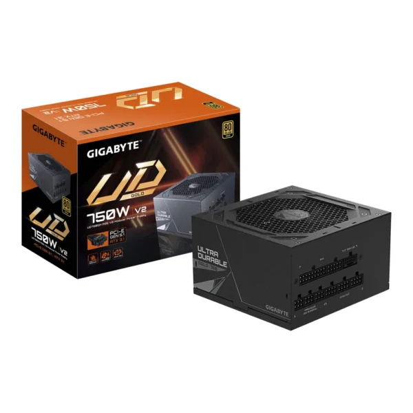 GIGABYTE UD750GM PG5 V2 Fully Modular Power Supply, 750W Power, 120mm Hydraulic Bearing (HYB) Fan, 80 PLUS Gold Efficiency, Active PFC, Black | GP-UD750GM-PG5-V2 – Main image GIGABYTE UD750GM PG5 V2 Fully Modular Power Supply, 750W Power, 120mm Hydraulic Bearing (HYB) Fan, 80 PLUS Gold Efficiency, Active PFC, Black | GP-UD750GM-PG5-V2 – Main image