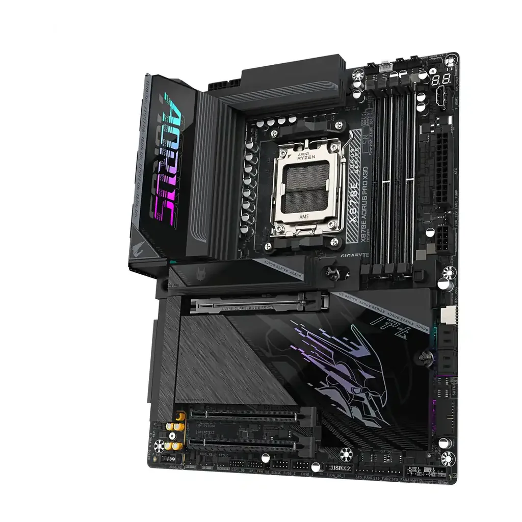 GIGABYTE X870E AORUS PRO X3D ATX AM5 Motherboard, AMD X870E Chipset, 4x DDR5 DIMM Slots, Up to 256GB Max Memory, 1x PCIe 5.0 x16 with PCIe UD Slots & 4x M.2 Slots | X870E-A-PRO-X – Gallery image 2 GIGABYTE X870E AORUS PRO X3D ATX AM5 Motherboard, AMD X870E Chipset, 4x DDR5 DIMM Slots, Up to 256GB Max Memory, 1x PCIe 5.0 x16 with PCIe UD Slots & 4x M.2 Slots | X870E-A-PRO-X – Gallery image 2