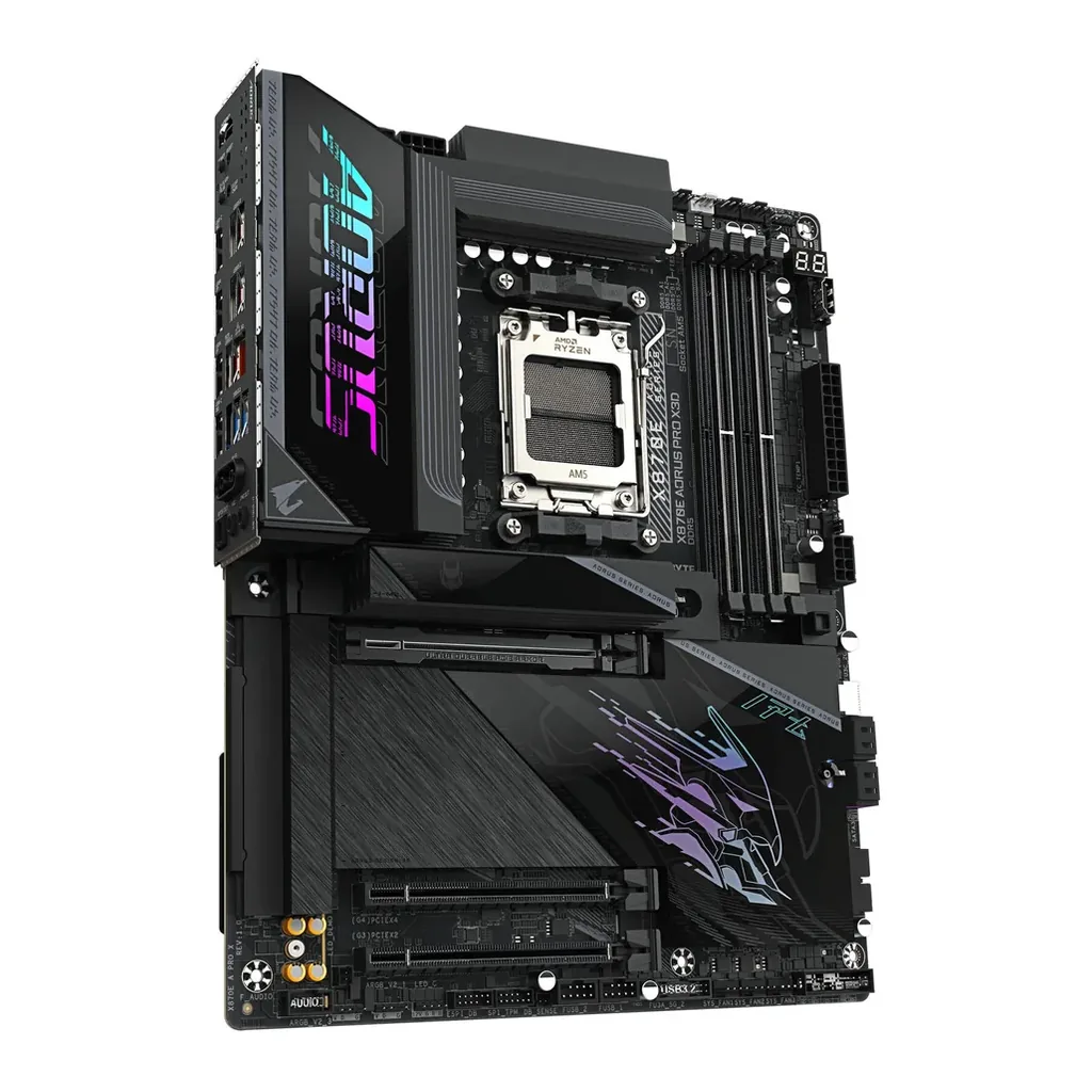 GIGABYTE X870E AORUS PRO X3D ATX AM5 Motherboard, AMD X870E Chipset, 4x DDR5 DIMM Slots, Up to 256GB Max Memory, 1x PCIe 5.0 x16 with PCIe UD Slots & 4x M.2 Slots | X870E-A-PRO-X – Gallery image 3 GIGABYTE X870E AORUS PRO X3D ATX AM5 Motherboard, AMD X870E Chipset, 4x DDR5 DIMM Slots, Up to 256GB Max Memory, 1x PCIe 5.0 x16 with PCIe UD Slots & 4x M.2 Slots | X870E-A-PRO-X – Gallery image 3