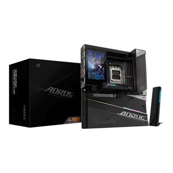 GIGABYTE X870E AORUS XTREME X3D AI TOP E-ATX AM5 Motherboard, AMD X870E Chipset, 4 x DDR5 DIMM, Up to 256GB Max Memory, 1 x PCIe 5.0 x16 with PCIe UD Slots, 5 x M.2 Slots | X870E-A-XTR-X-AI-TOP – Main image GIGABYTE X870E AORUS XTREME X3D AI TOP E-ATX AM5 Motherboard, AMD X870E Chipset, 4 x DDR5 DIMM, Up to 256GB Max Memory, 1 x PCIe 5.0 x16 with PCIe UD Slots, 5 x M.2 Slots | X870E-A-XTR-X-AI-TOP – Main image