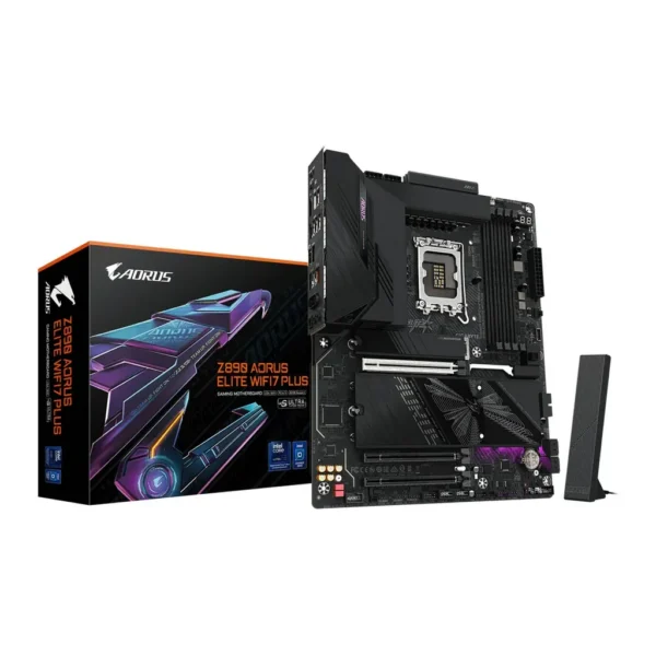GIGABYTE Z890 AORUS ELITE WIFI7 PLUS ATX LGA 1851 Motherboard, Intel Z890 Chipset, 4x DDR5 DIMM Slot, Up to 256GB Max Memory, 1x PCIe 5.0 x16 with PCIe UD Slot, 4x M.2 Slots | Z890-A-ELITE-WIFI7-P – Main image GIGABYTE Z890 AORUS ELITE WIFI7 PLUS ATX LGA 1851 Motherboard, Intel Z890 Chipset, 4x DDR5 DIMM Slot, Up to 256GB Max Memory, 1x PCIe 5.0 x16 with PCIe UD Slot, 4x M.2 Slots | Z890-A-ELITE-WIFI7-P – Main image