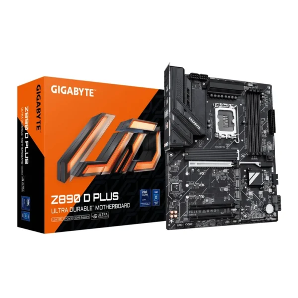 GIGABYTE Z890 D PLUS LGA 1851 ATX Motherboard, Intel Z890 Chipset, 4x DDR5 DIMM Slots, Up to 256GB Max Memory, 1x PCIe 5.0 x16 with PCIe UD Slot, 4x M.2 Slots | Z890-D-PLUS – Main image GIGABYTE Z890 D PLUS LGA 1851 ATX Motherboard, Intel Z890 Chipset, 4x DDR5 DIMM Slots, Up to 256GB Max Memory, 1x PCIe 5.0 x16 with PCIe UD Slot, 4x M.2 Slots | Z890-D-PLUS – Main image
