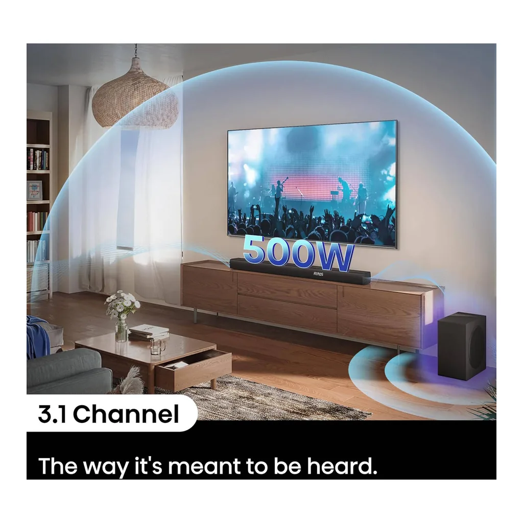 Hisense 3.1CH Soundbar, 500W Output Power, Wireless 6.5 Inch Subwoofer, Dolby Atmos, Bluetooth 5.3, HDMI eARC, Optical, AUX, USB Connectivity, Hi Concerto, EZPlay, Black | AX3100Q – Gallery image 4 Hisense 3.1CH Soundbar, 500W Output Power, Wireless 6.5 Inch Subwoofer, Dolby Atmos, Bluetooth 5.3, HDMI eARC, Optical, AUX, USB Connectivity, Hi Concerto, EZPlay, Black | AX3100Q – Gallery image 4